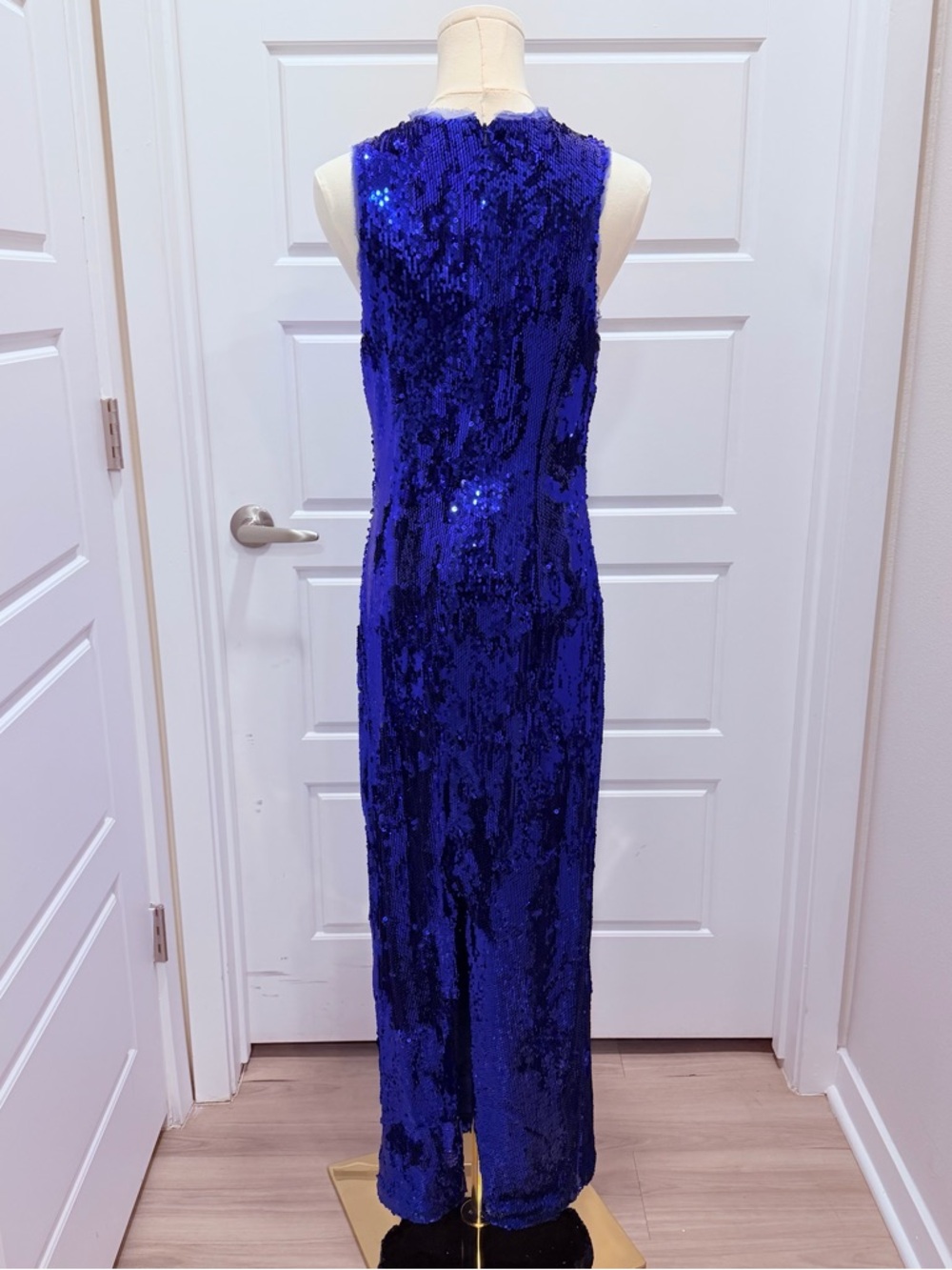 Halston Heritage Electric Blue Sequin Maxi Dress - Picture 7 of 11